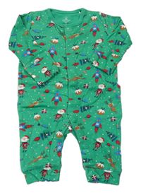 Zelený overal s vánočním motívom Mothercare