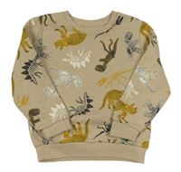 Béžová vzorovaná mikina s dinosaurami Primark
