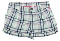 Bielo-lila-zelené kockované plátenné kraťasy H&M