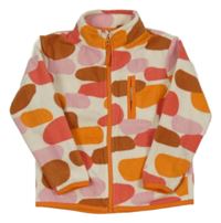 Bielo-oranžovo-ružová vzorovaná fleecová prepínaci mikina St. Bernard