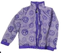 Fialová šušťáková jarná bunda so smajlíkmi