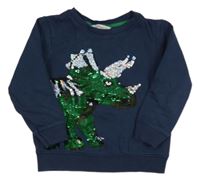Tmavomodrá mikina s dinem z flitrů H&M