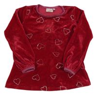 Rubínové sametové triko se srdíčky