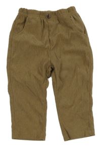 Hnedé rebrované ľahké nohavice shein