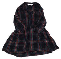 Tmavomodro-růžové kostkované lehké košilové šaty H&M