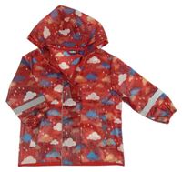 Červená pláštěnka s mraky a kapucňou Lupilu