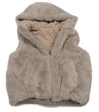 Pudrová šušťáková zateplená obojstranná vesta s kapucňou Zara