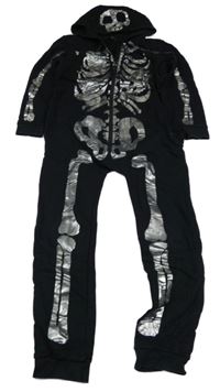 Černá tepláková kombinéza s kostrou a kapucí George