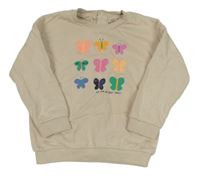 Smotanová mikina s farebnymi motýlikmi M&S