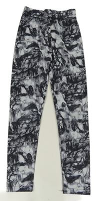 Šedo-černé vzorované sportovní legíny 