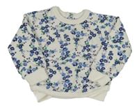 Bielo-modrá kvetovaná mikina
