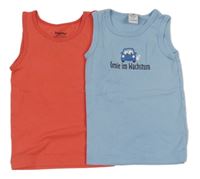 2x nátělník - modrý s autem + červený 