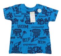 Nové - modré tričko s bagry Primark