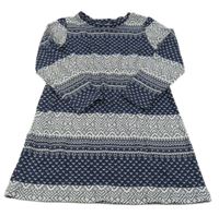 Tmavomodro-sivé vzorované úpletové šaty Topolino