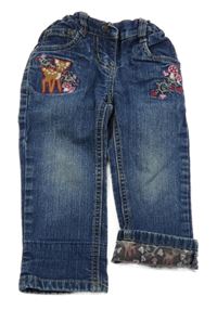 Tmavomodré skinny rifle s kolouškem a houbičkami Lupilu