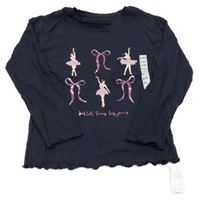 Nové - tmavomodré triko s baletkami dunnes