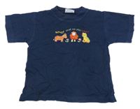 Tmavomodré tričko so zvieratkami Topolino