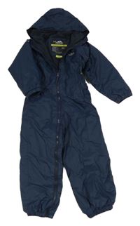 Tmavomodrá šusťáková funkční zateplená kombinéza s logem a kapucí Trespass