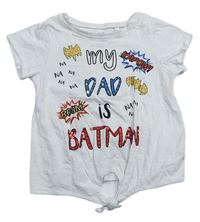 Biele tričko s nápisom a netopýry - Batman zn. Next