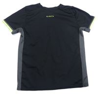 Čierno-tmavosivé športové funkčné tričko Kipsta