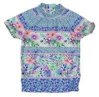 Modro-farebné kvetované UV tričko Next