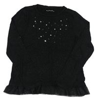 Čierne trblietavé tričko s hviezdami s flitrami Nutmeg