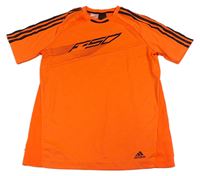 Neónově oranžovo-čierne športové tričko zn. Adidas
