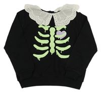 Čierna mikina s kostrou a golierom s madeirou zn. H&M