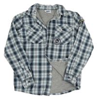 Tmavomodro-bílo-šedá kostkovaná podšitá košile Yigga