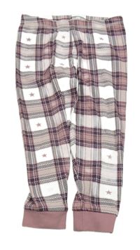 Bílo-fialovo-růžové kostkované pyžamové kalhoty s hvězdami George