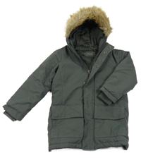 Antracitová šusťáková zimní bunda s kapucí 