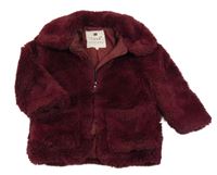 Vínový kožušinový podšitý kabát F&F