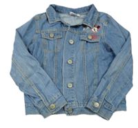 Světlemodrá riflová bunda s Mickeym a Minnie Disney