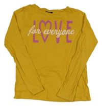 Horčicové tričko s nápisom Page one young