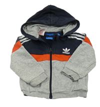 Tmavomodro-šedo-červená propínací mikina s logem Adidas