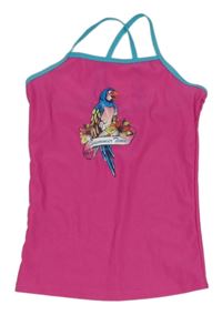 Fuchsiový plavkový top s papouškem 