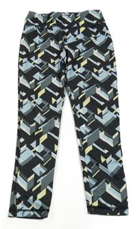 Černo-světlemodro-žluté vzorované sportovní legíny Dunnes STORES
