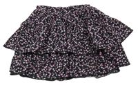 Čierno-fialovo-ružová kvetovaná sukňa F&F