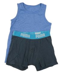 2set - Světlemodrý nátělník + Tmavošedo-modré boxerky Puma 