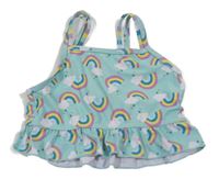 Světlemodrý plavkový crop top s duhami 