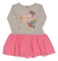Šedo-neonově růžové melírované šaty s koníky a tylovou sukní - My Little Pony 