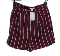 Dámske vínovo-tmavomodré prúžkované saténové kraťasy H&M