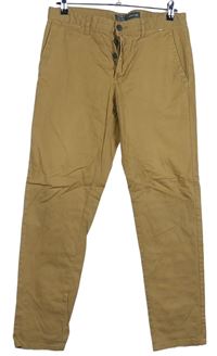 Pánské béžové slim plátěné kalhoty Primark vel. 32/30