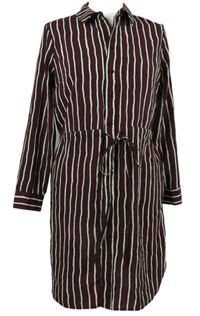 Dámské vínovo-bílé pruhované košilové šaty Atmosphere 