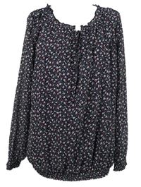 Dámská tmavomodrá vzorovaná šifonová halenka Michele Boyard 