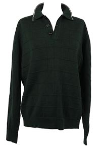 Pánský khaki kostkovaný svetr s límečkem 