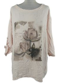 Dámska svetloružová tunika s potlačou a kamienkami
