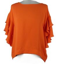 Dámska červená blúzka s volánikovymi rukávy M&S