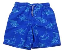 Modré plážové kraťasy so žralokmi George