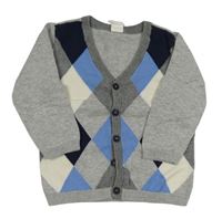 Sivo-tmavomodro-biely károvaný prepínaci sveter H&M